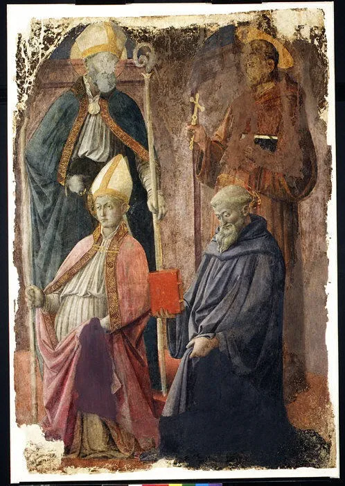 Saints Augustine and Francis, a Bishop Saint, and Saint Benedict