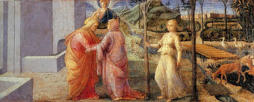 The Meeting at the Golden Gate, by Filippo Lippi, tempera, 1440