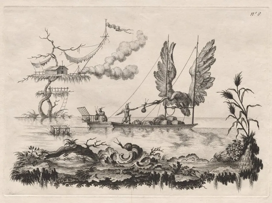 A Boat That Has for Sails the Wings of a Huge Bird, by Filippo Morghen, 1769