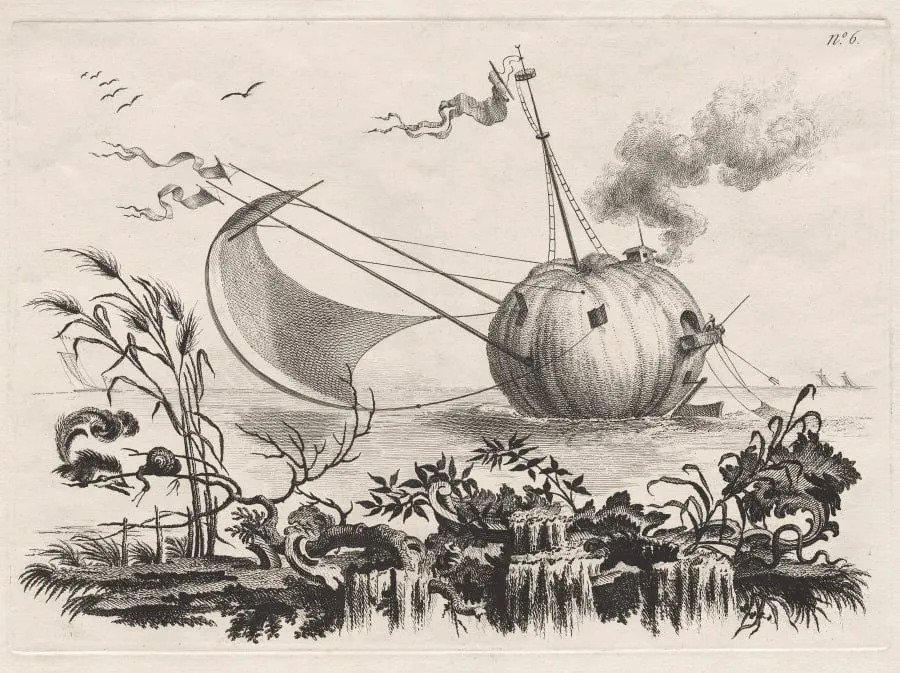 A Pumpkin Used as a Fishing Boat, by Filippo Morghen, 1769