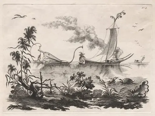 The Manner of sailing by the power of Bellows practiced on that Planet, by Filippo Morghen