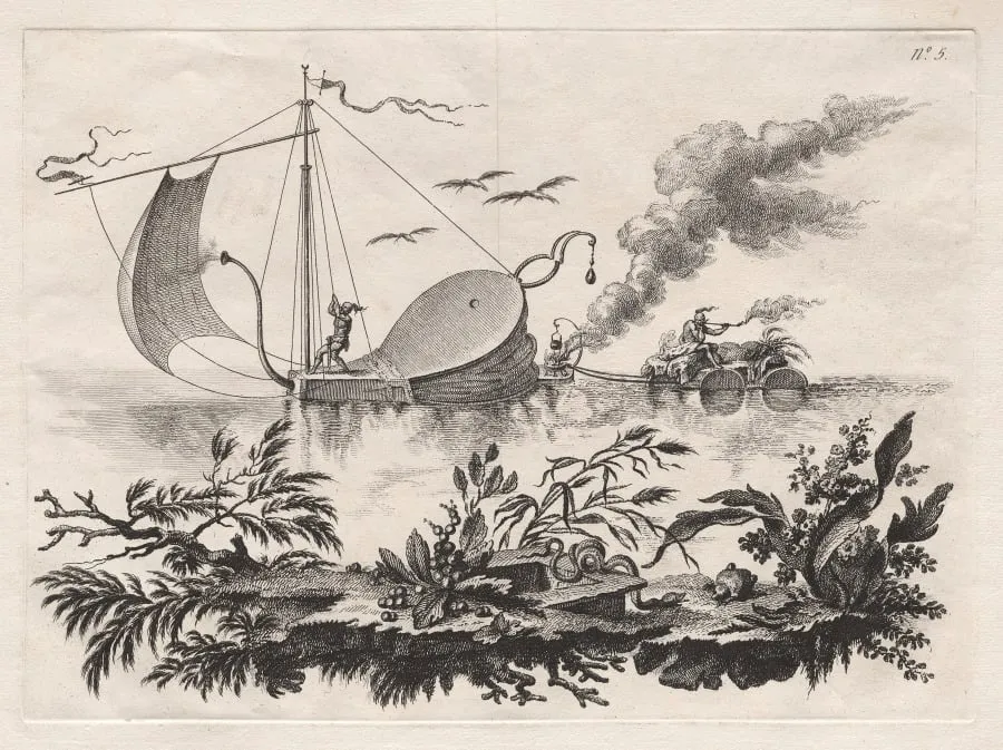 The Manner of Transporting Wares on Barges Drawn by a Bellows, by Filippo Morghen, 1769