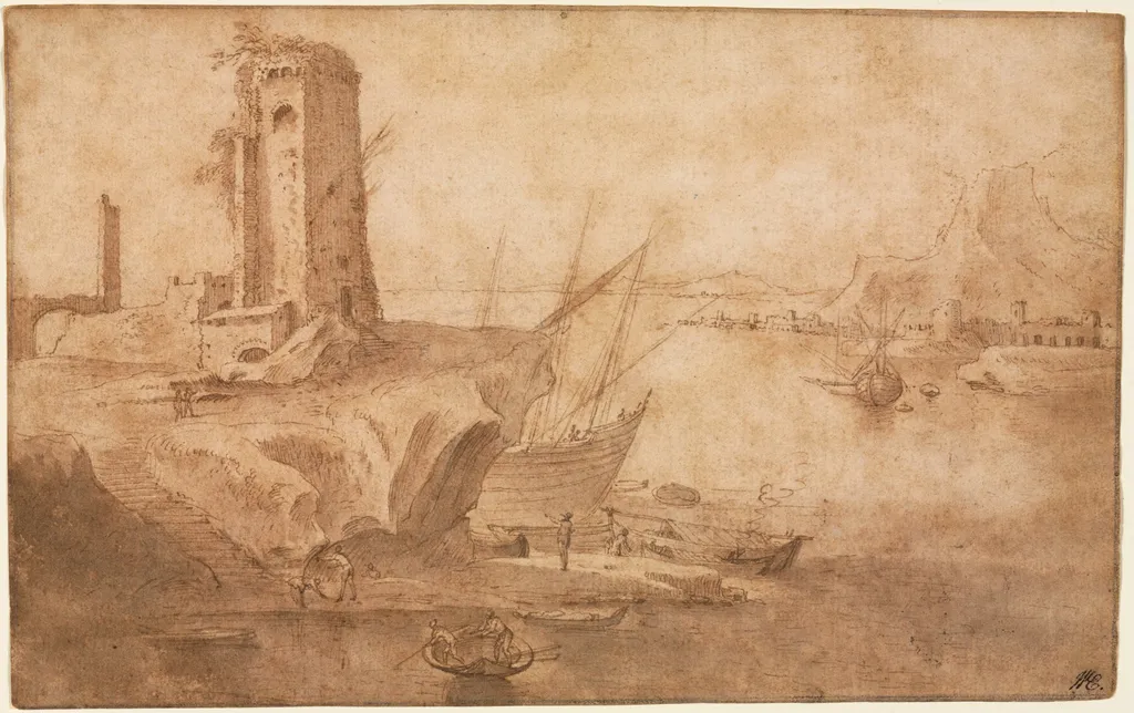 Landscape with Tower at Seashore, by Filippo Napoletano, 1607