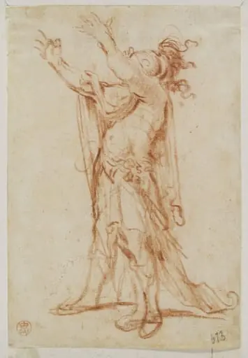 Study of a soldier in Roman dress with uplifted arms, by Filippo Napoletano