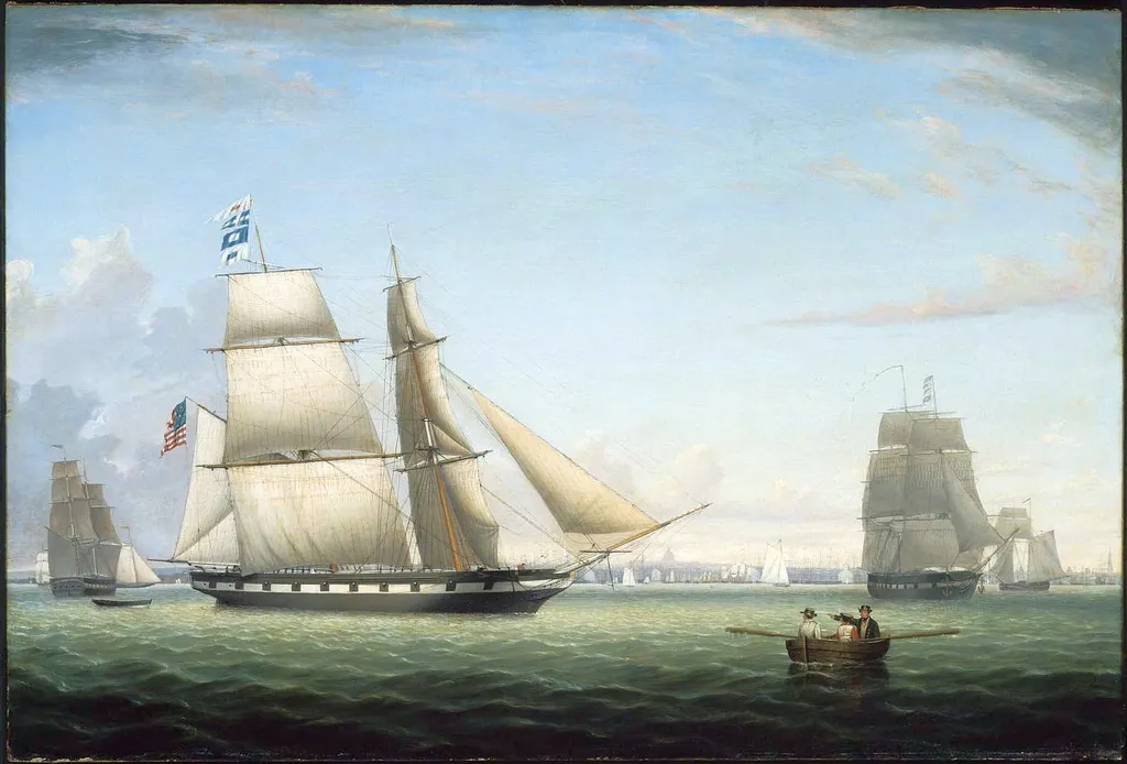 Brig "Antelope" in Boston Harbor, by Fitz Henry Lane, oil, 1863