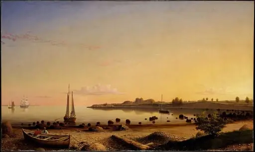 Stage Fort across Gloucester Harbor, by Fitz Henry Lane