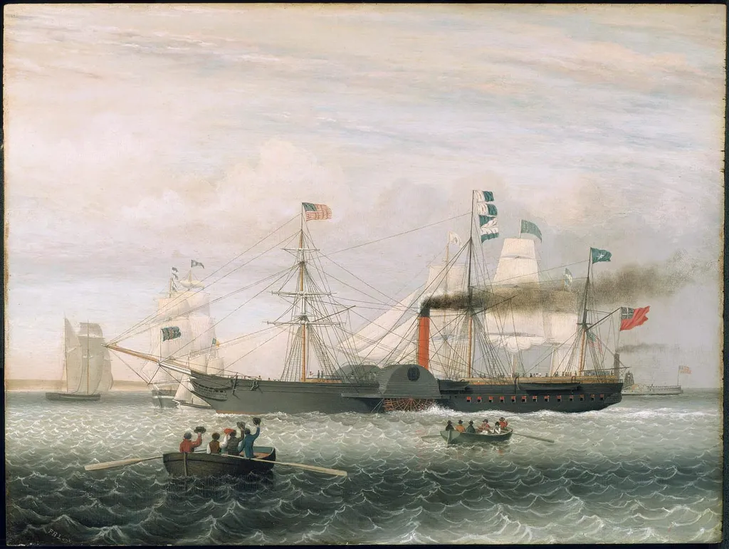 The Britannia Entering Boston Harbor, by Fitz Henry Lane, oil, 1848