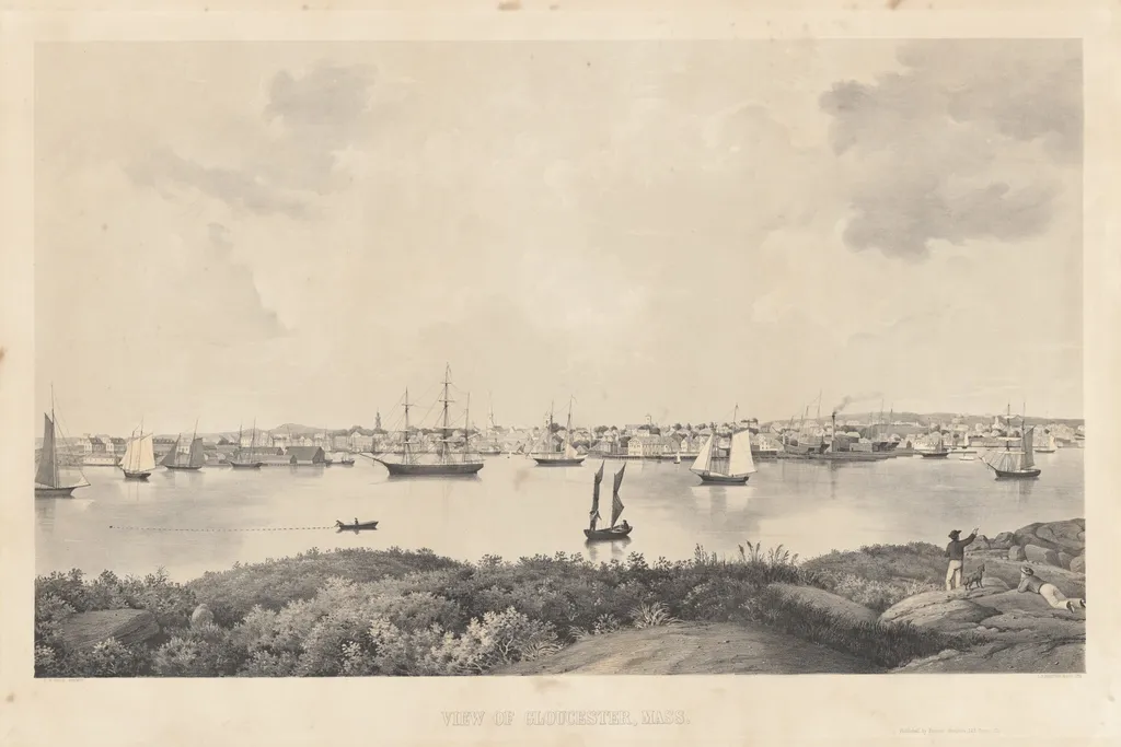 View of Gloucester, Mass., by Fitz Henry Lane, ink, 1855