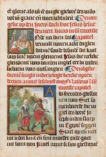 Manuscript Leaf from a Book of Hours, by Flemish 15th Century