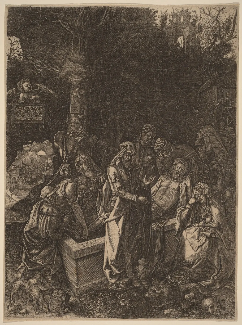 The Entombment, by Flemish 17th century, ink, 1601
