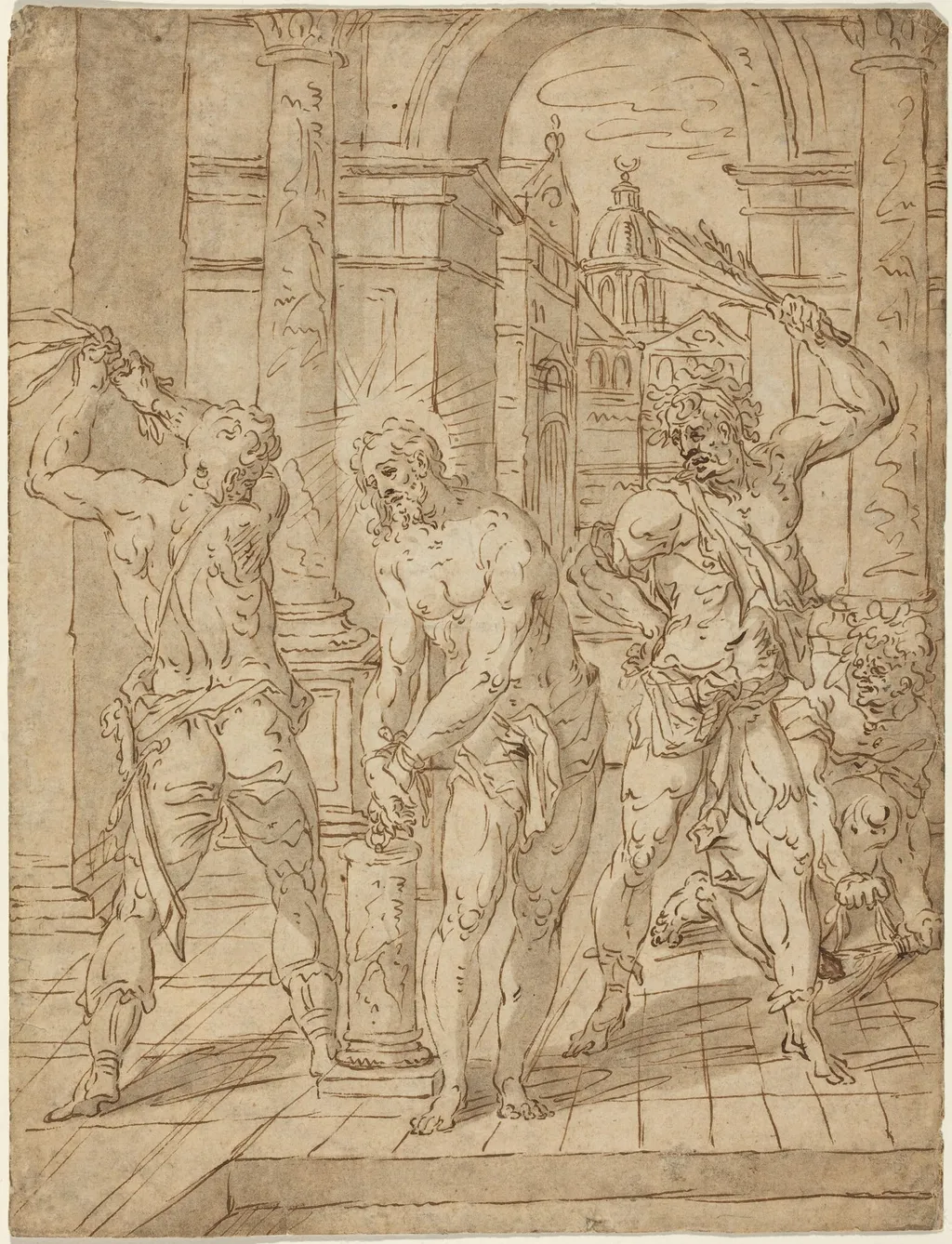 The Flagellation of Christ, by Flemish 17th century, ink, 1620