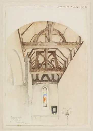 Timber work of Roof, St. Peter-the-Less, Chichester, by Flint