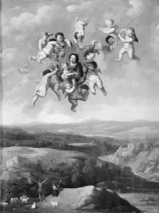 Floating Angels with Image of the Virgin