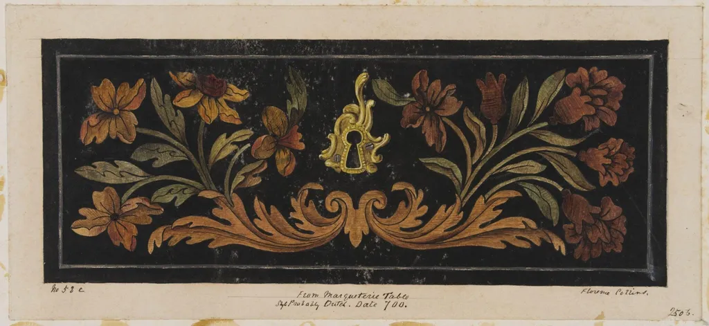 Drawer, marqueterie table, by Florence Collins, 1850