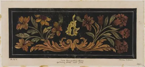 Drawer, marqueterie table, by Florence Collins