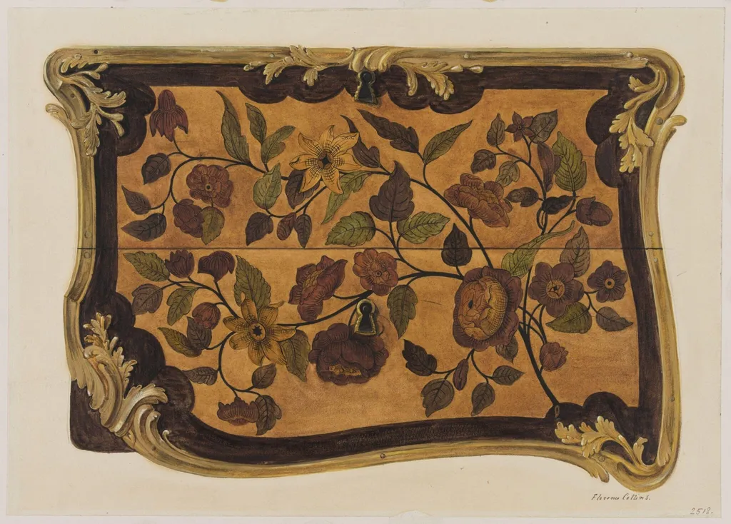 Dutch marqueterie table, ca. 1700, by Florence Collins, 1850