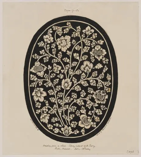 Inlaid ivory in ebony, in a chair, by Florence Collins