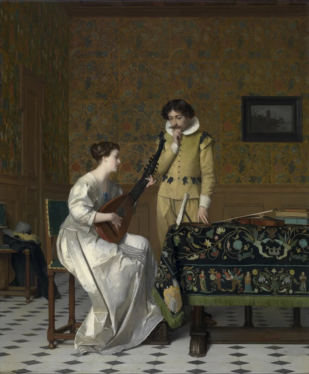 Musician, by Florent Willems, oil, 1873