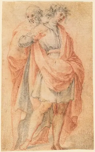 Two Male Figures: A Youth and an Old Man, by Florentine 17th Century