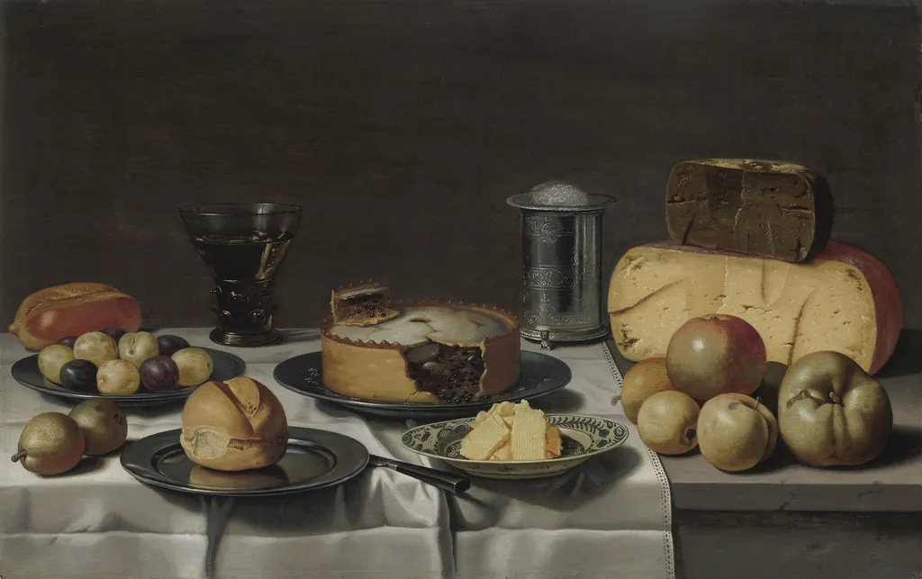 A Dutch breakfast, by Floris van Schooten, oil, 1650