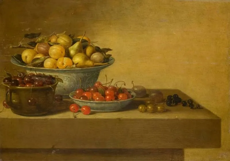 Fruit still life, by Floris van Schooten, oil, 1645