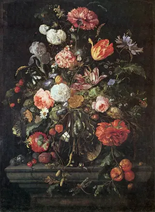 Flowers in a Glass Bowl