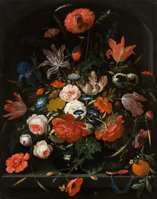 Flowers in a Glass Vase