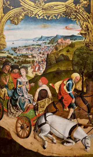 Flucht der hll. Cantius, Cantianus und Cantianilla (Innenseite); Christus am Ölberg (Außenseite)