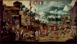 Folding Screen with Indian Wedding and Flying Pole (Biombo con desposorio indígena y palo volador)