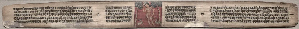 Folio 37 from a Gandavyuha-sutra (Scripture of the Supreme Array): Sudhana and a pair of antelopes (recto); text (verso), unspecified, 1100