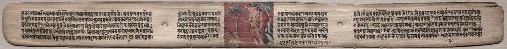 Folio 73 from a Gandavyuha-sutra (Scripture of the Supreme Array): Sudhana and an antelope (recto); text (verso), unspecified, 1100