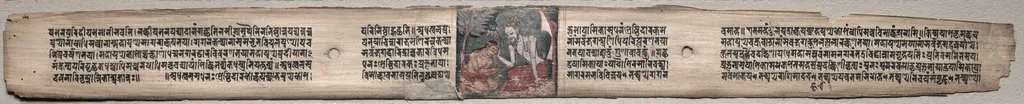 Folio 94 from a Gandavyuha-sutra (Scripture of the Supreme Array): Sudhana and the rishi Bhishmottaranirgosha (recto); text (verso), unspecified, 1100
