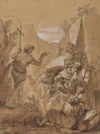 Preaching of John the Baptist in the Wilderness, by Follower of Francesco Fontebasso