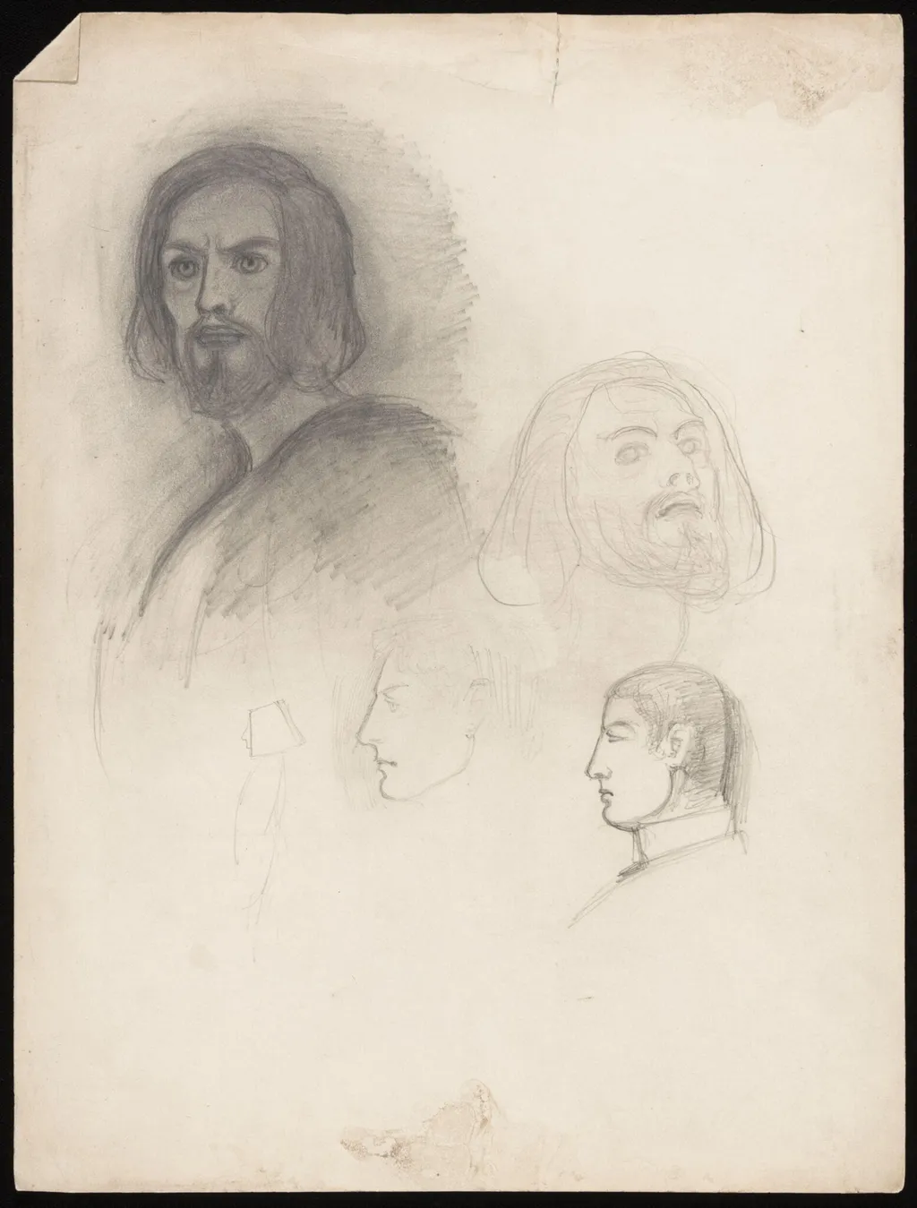 Self portraits of the artist with two male profiles, by Forbes-Robertson, 1850