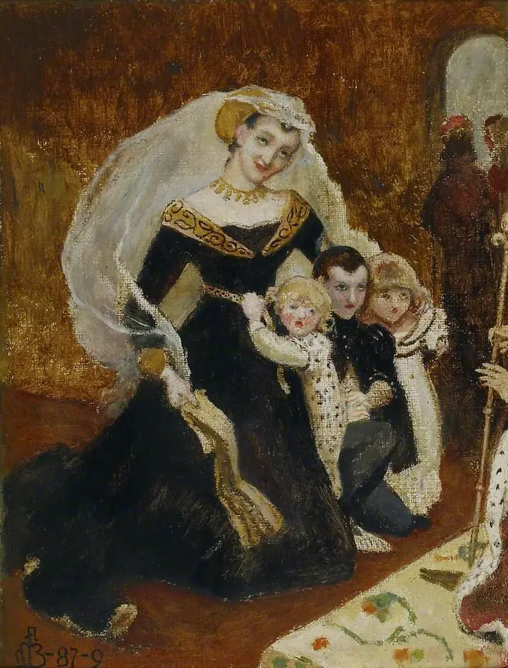 Lady Rivers and her Children, by Ford Madox Brown