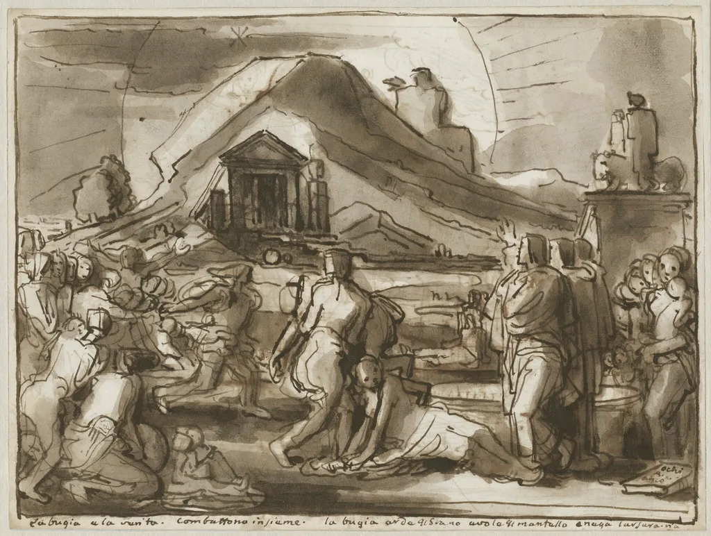 An Allegory of Truth and Falsehood (verso), by Fortunato Duranti, ink, 1840