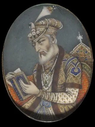 Four miscellaneous miniatures of Mughal emperors and an unidentified ruler.