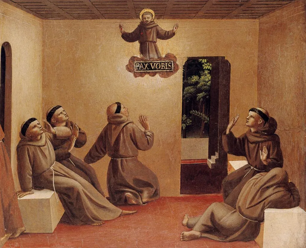 Apparition of Saint Francis in Arles, by Fra Angelico, paint, 1429