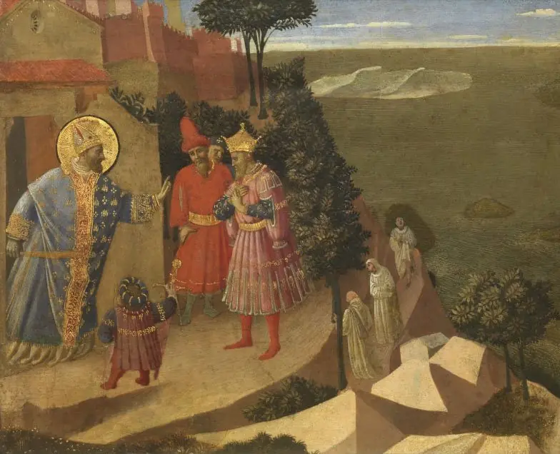 Saint Romuald Forbidding Entry to the Monastery to Emperor Otton III, by Fra Angelico