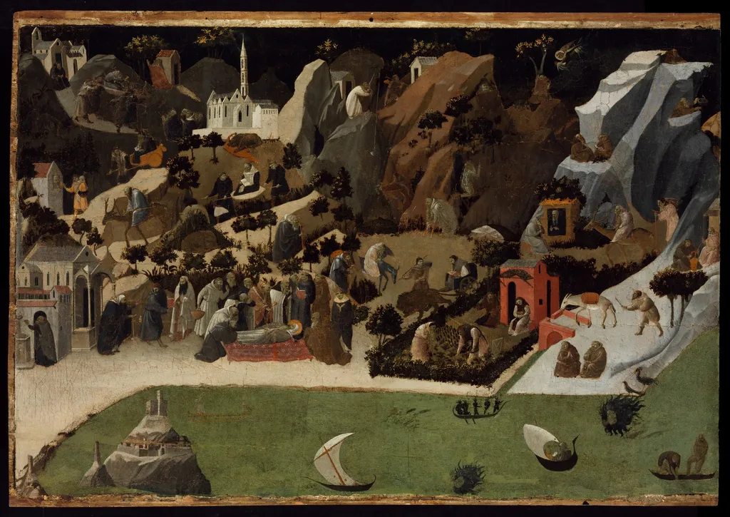Scenes from the Lives of the Desert Fathers (Thebaid), by Fra Angelico, tempera, 1420