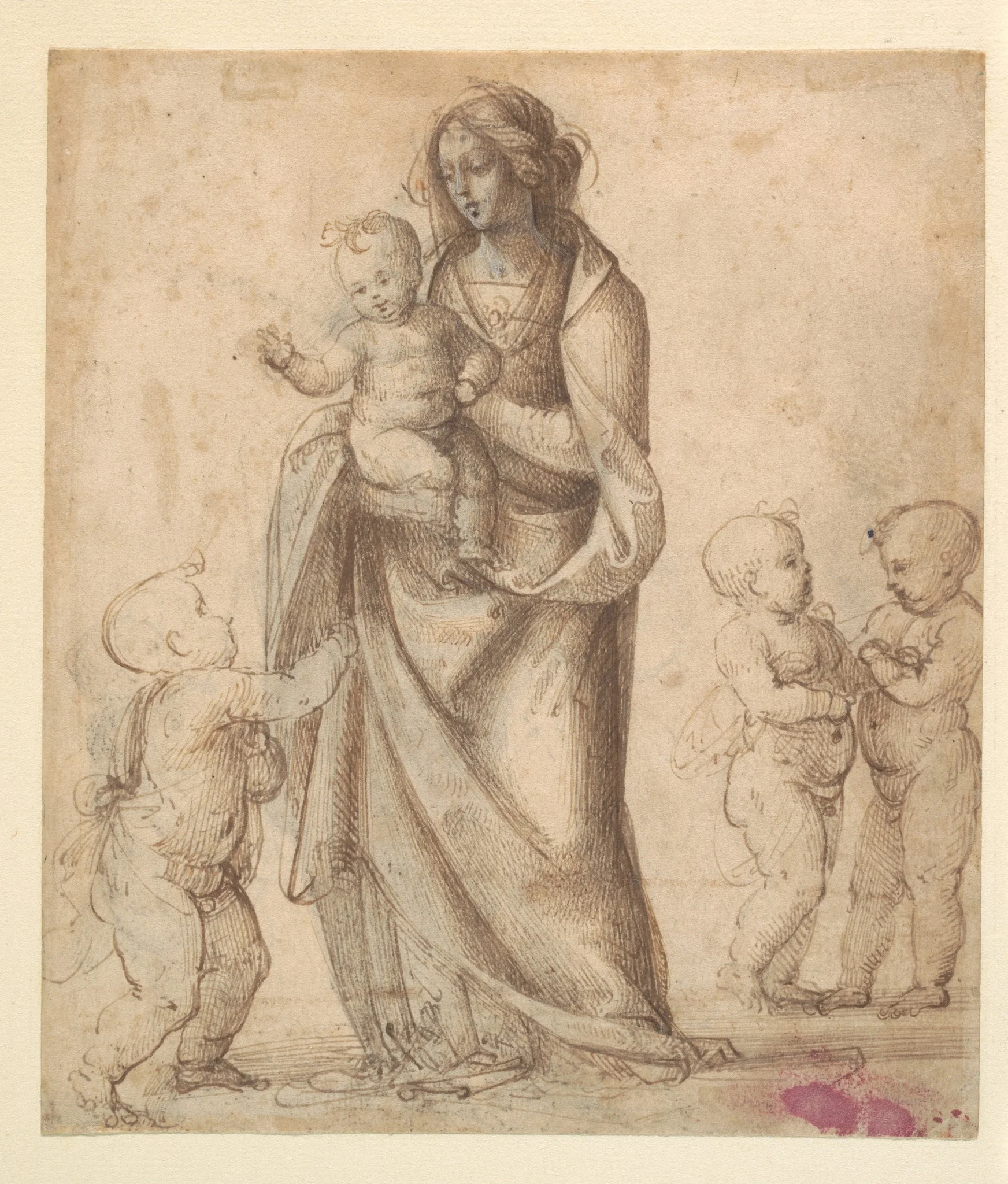 Madonna and Child with the Infant Saint John the Baptist and Two Putti (recto); Madonna and Child with the Infant Saint John the Baptist and a Putto (verso) — Fra Bartolomeo