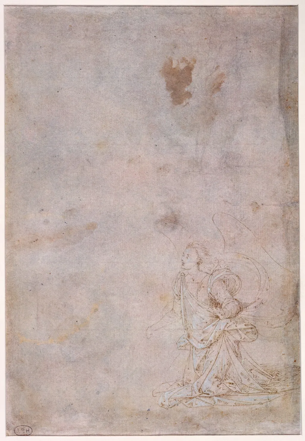 A Kneeling Angel, by Fra Bartolommeo, ink, 1500