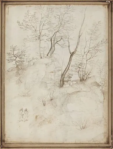 Two Friars on a Hillside [recto], by Fra Bartolommeo