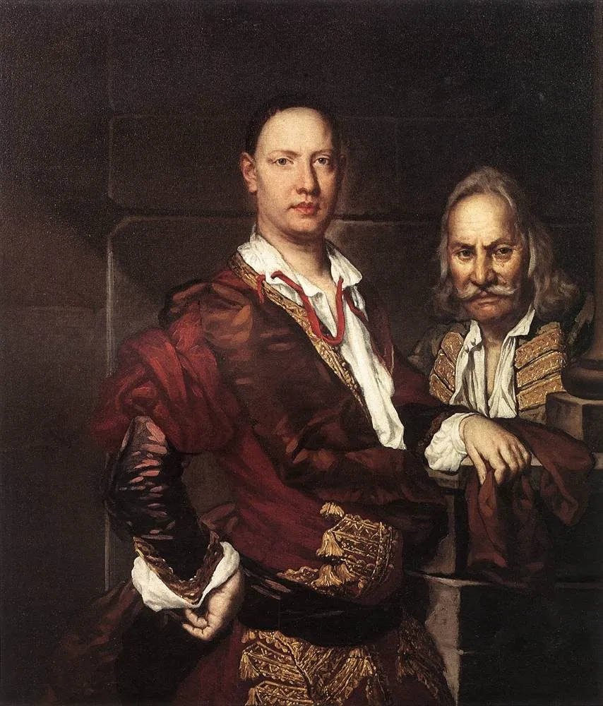 Portrait of Giovanni Secco Suardo and his servant, by Fra Galgario, oil, 1720