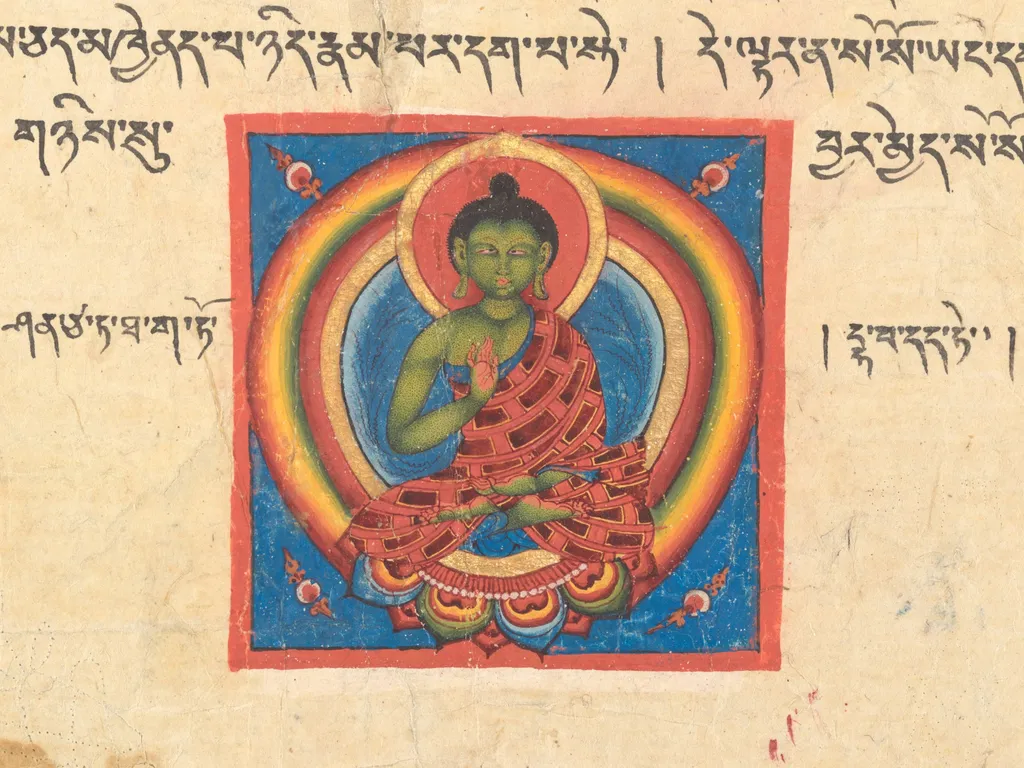 Fragment of a Prajnaparamita Sutra manuscript folio, unspecified, 1149