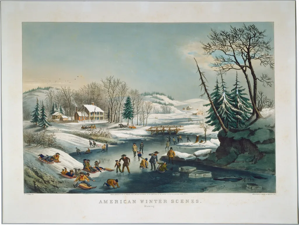 American Winter Scenes: Morning, by Frances Flora Bond Palmer, ink, 1854