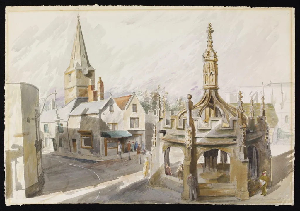 Market Cross, Malmesbury, by Frances Macdonald, watercolor