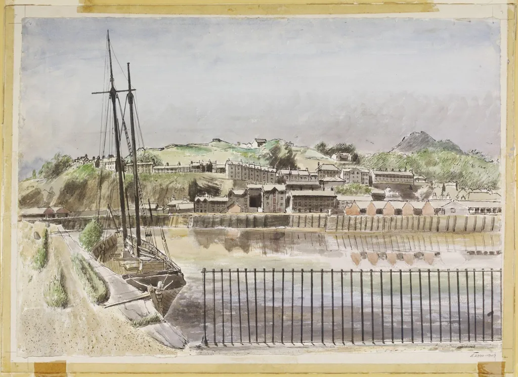Old Wharves, Portmadoc, Caernarvonshire., by Frances Macdonald, watercolor