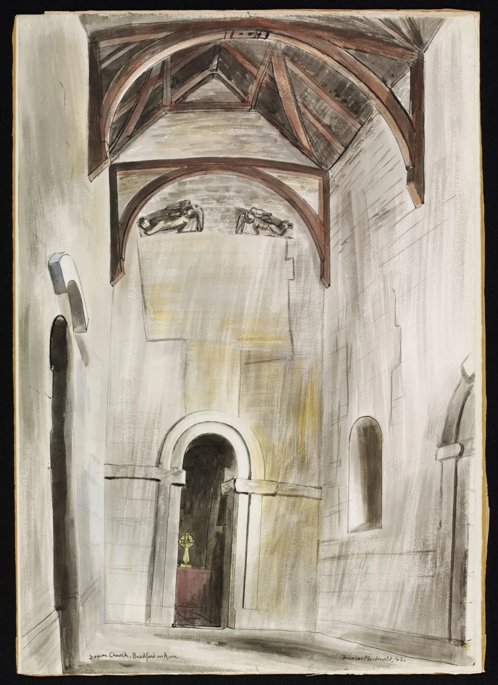 Saxon Church, Bradford-on-Avon, by Frances Macdonald, watercolor