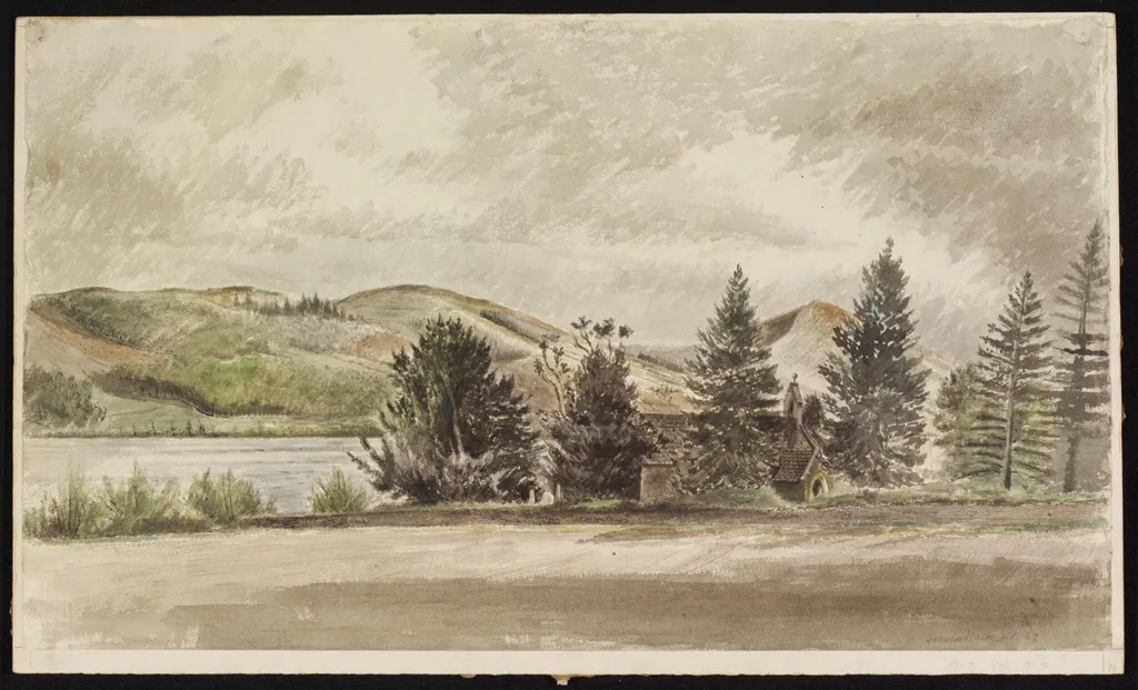 St. Beuno's Llan-y-cil, Llyn Tegid and the Aran Peak, Merionethshire, by Frances Macdonald, watercolor